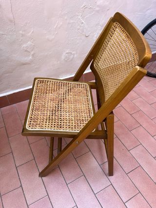 SEDIA PIEGHEVOLE LEGNO E PAGLIA DI VIENNA VINTAGE