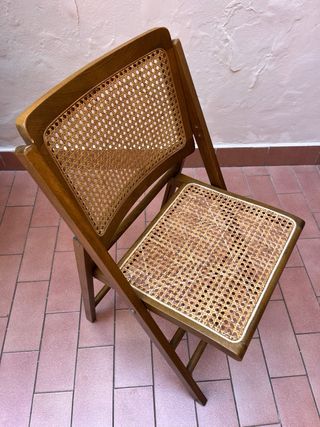 SEDIA PIEGHEVOLE LEGNO E PAGLIA DI VIENNA VINTAGE