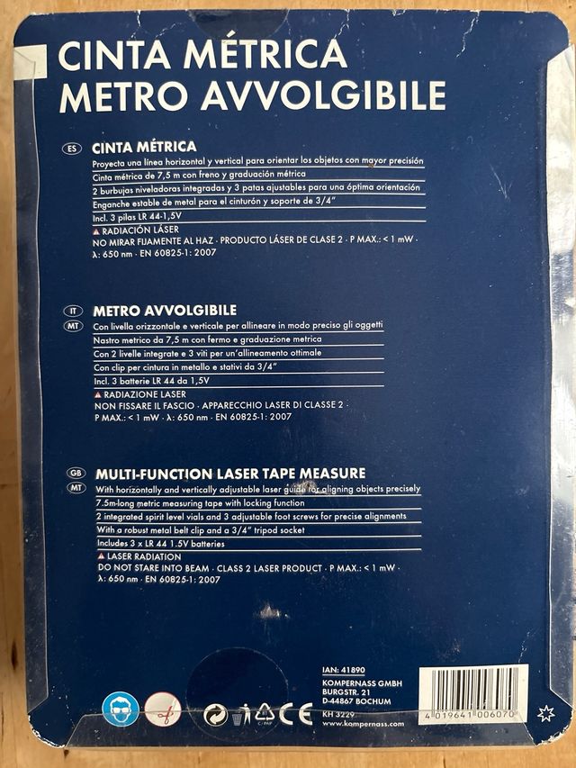 Cinta metrica con laser 7.5metros