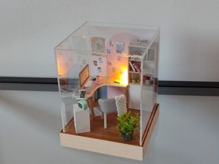Casa miniatura muñecas estudio habitación