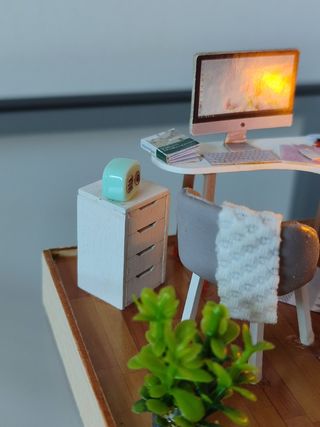 Casa miniatura muñecas estudio habitación