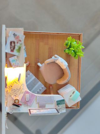 Casa miniatura muñecas estudio habitación