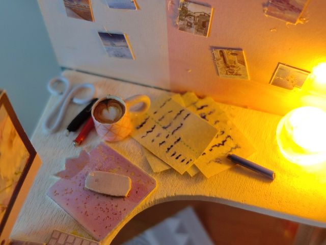 Casa miniatura muñecas estudio habitación