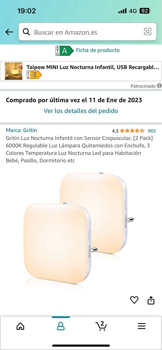 Luz nocturna infantil 2uni