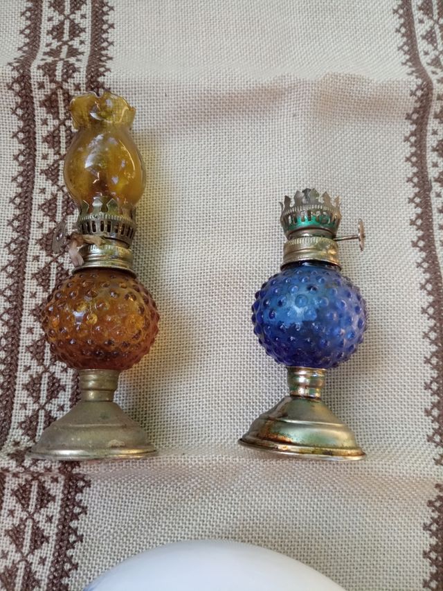 Quinque de aceite y base de lámpara