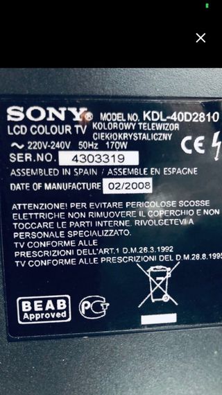 Sony KDL y KLV despieces