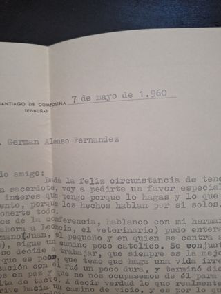 Carta personal y sellos de 1960