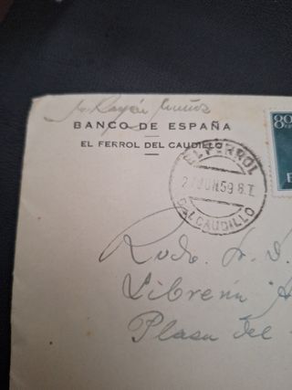 Carta personal y sellos de 1959