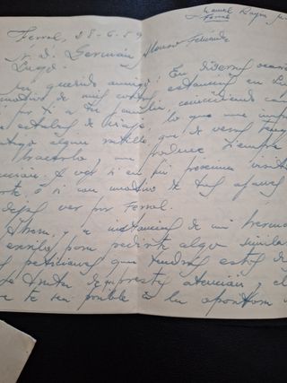 Carta personal y sellos de 1959