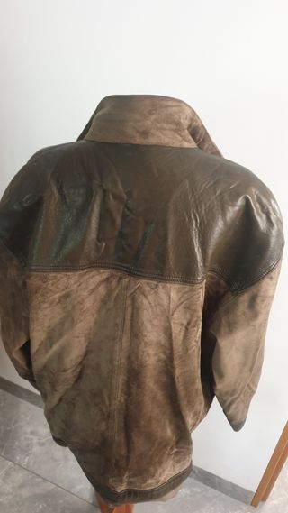 Abrigo hombre cuero piel auténtica 