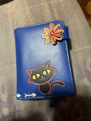 Cartera azul gato