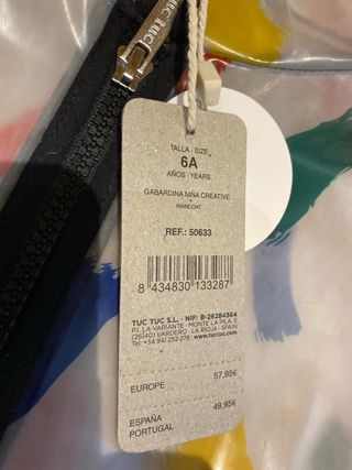 Chubasquero niña o niño tuc tuc a estrenar