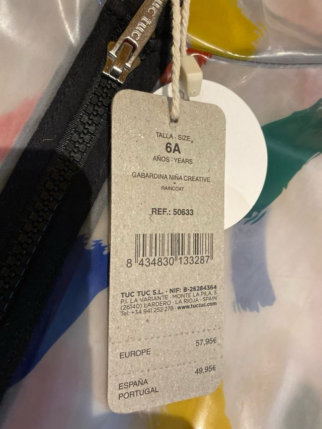 Chubasquero niña o niño tuc tuc a estrenar