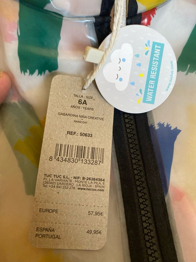 Chubasquero niña o niño tuc tuc a estrenar