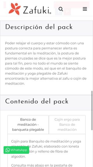 Banco meditación Yoga plegable zafuki cojín 