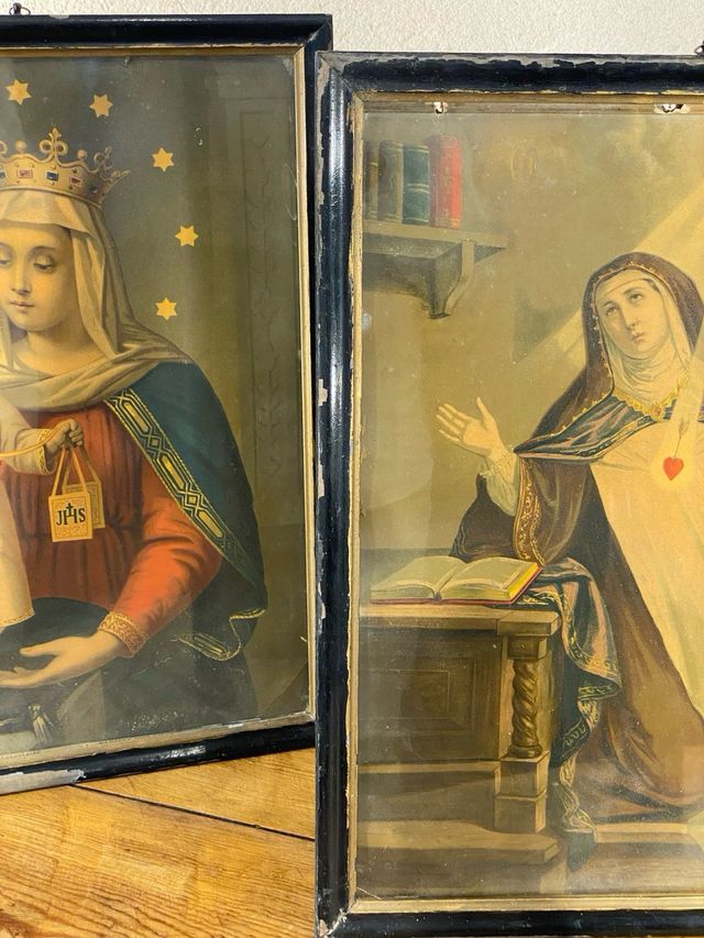 Pareja cromolitografías antiguas s.XIX