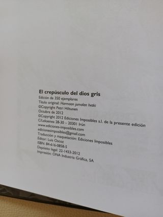 El crepúsculo del dios gris. 