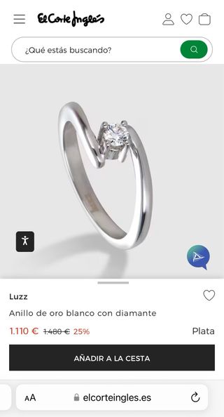 Anillo de compromiso oro blanco y diamante Luzz