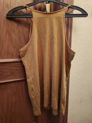 Camiseta flecos mostaza