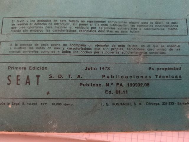 MANUAL USO SEAT 124 D ORIGINAL