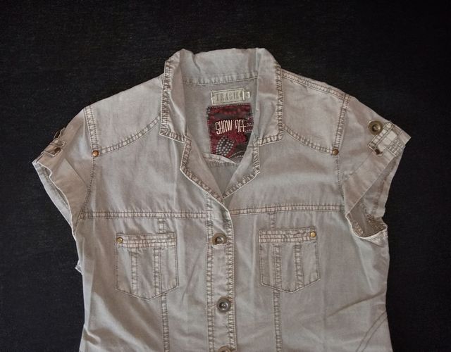 Vestido vaquero verde caqui