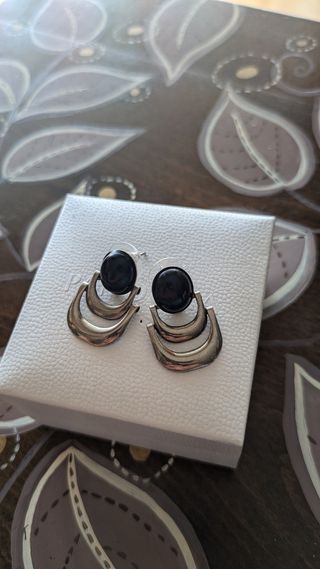 Pendientes estilo Pandora Azabache Plata