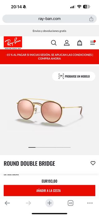 Gafas sol Ray-ban Round double beige