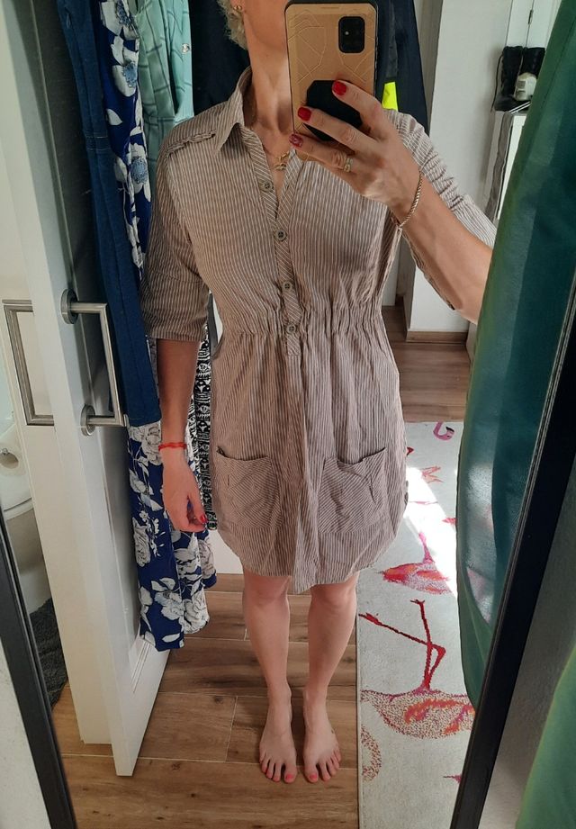 Vestido abotonado a rallas CLP