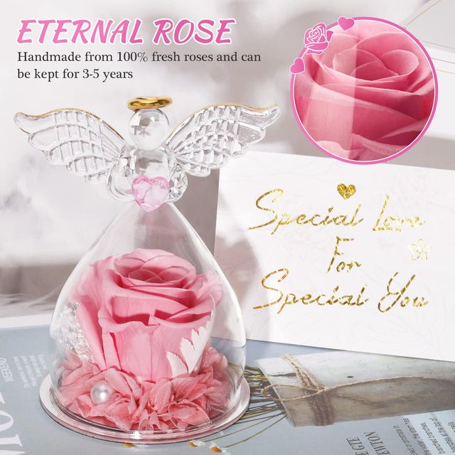 Rosa Eterna em Vidro, Rosa preservada em Anjo
