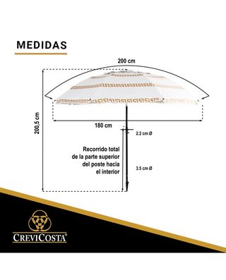 Sombrilla UV 200cm Grecas Doradas
