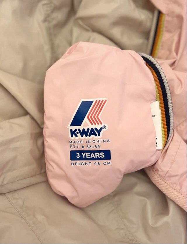 K-way rosa/beige bimba reversibile