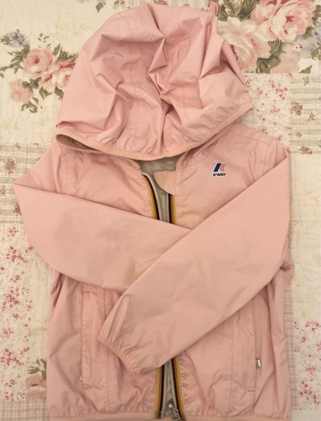K-way rosa/beige bimba reversibile