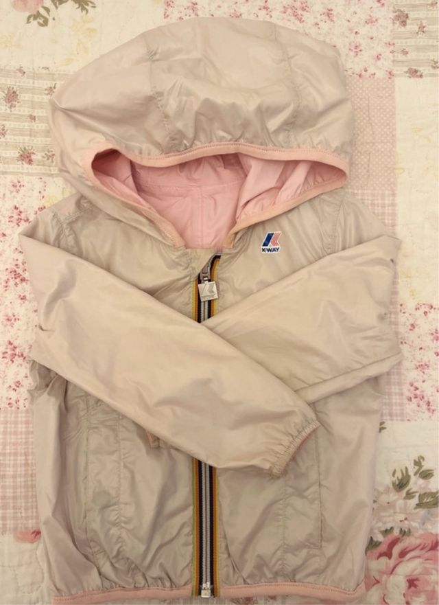 K-way rosa/beige bimba reversibile