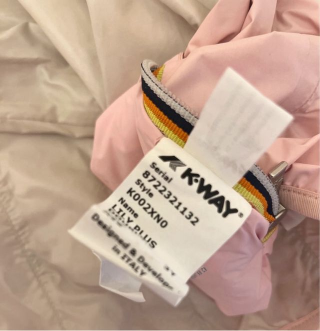 K-way rosa/beige bimba reversibile