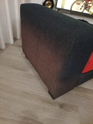 Sofa chaise longue puff rojo y negro