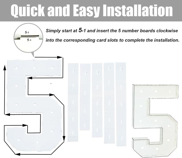 Números 1 y 5 iluminados para decoración cumpleaño