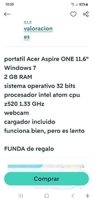 PORTATIL ACER ASPIRE ONE 11.6"