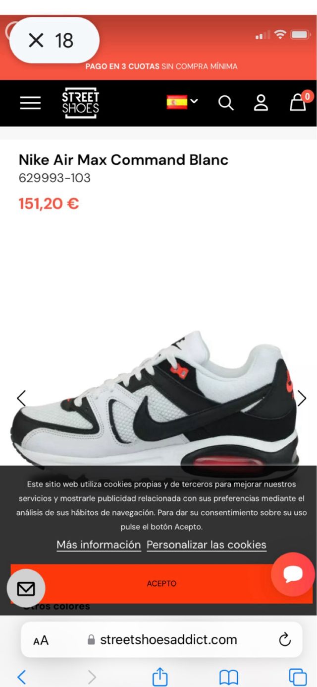 Deportivas nike “air max”, mod:command blanc