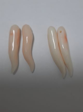 Coppia cornetti corallo rosa orecchini (senza marc