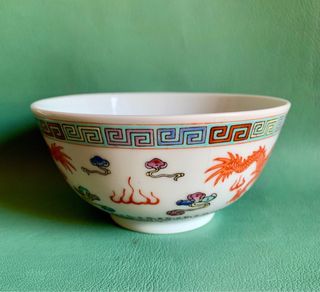 TAZON CHINO PARA ARROZ DE PORCELANA CON DRAGON