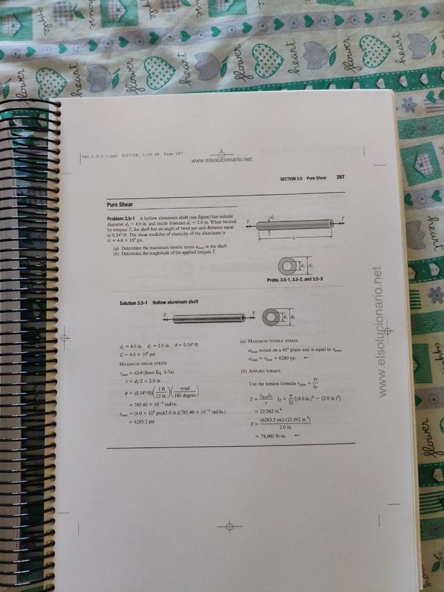 Mecánica de materiales 7ed. Gere + solucion