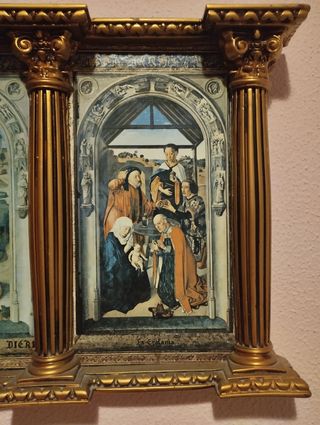 Cuadro, tríptico de motivos religiosos,