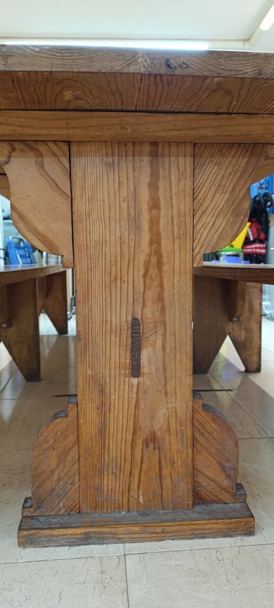 Mesa 1 bodega madera maciza con bancos