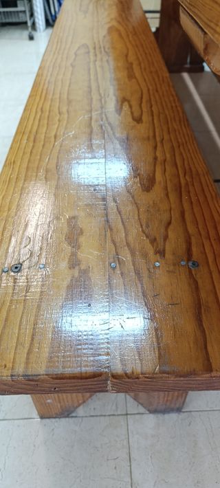 Mesa 1 bodega madera maciza con bancos