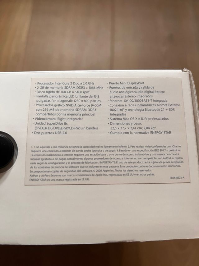 Macbook aluminio 2008