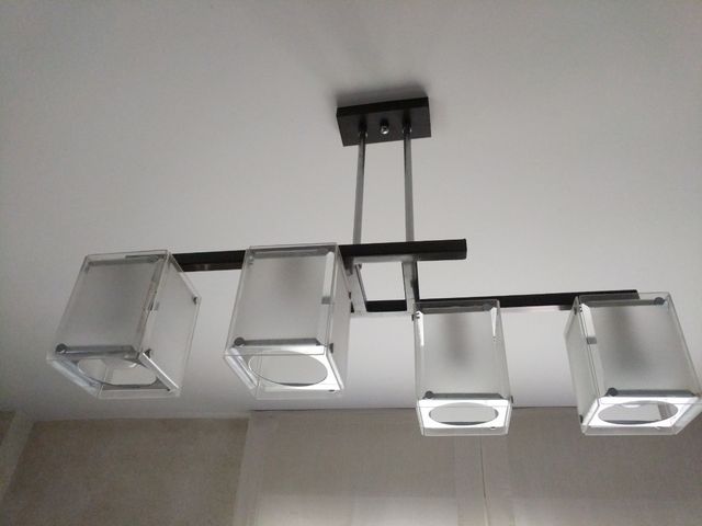 Lampara comedor de cristal y acero