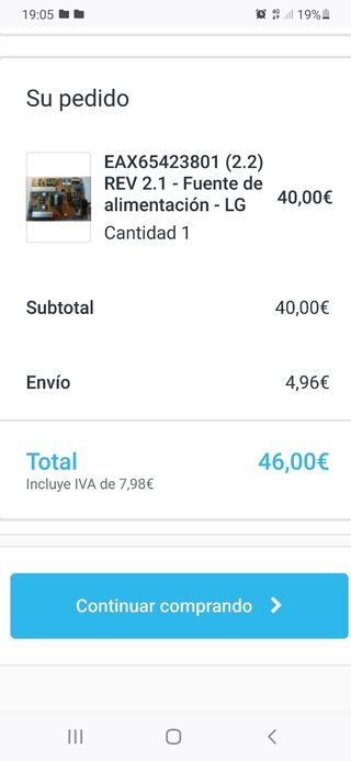 Smart TV fuente alimentación EAX65423801