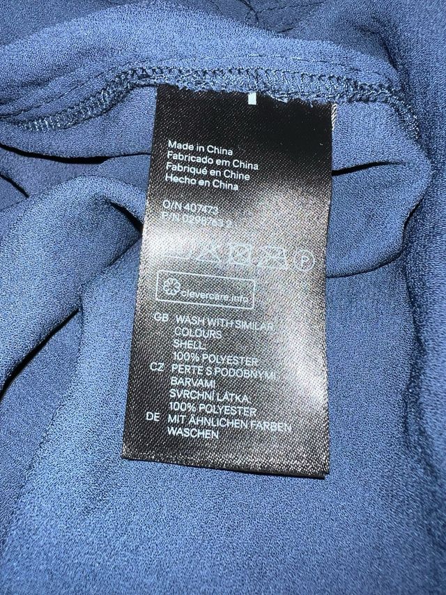 Camicia manica lunga blu collo alla coreana