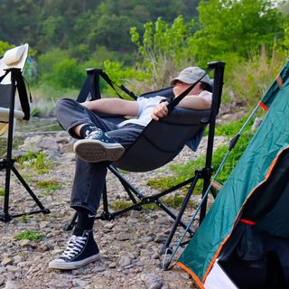 Silla-mecedora portátil de camping XXL 100kg gris