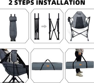 Silla-mecedora portátil de camping XXL 100kg gris